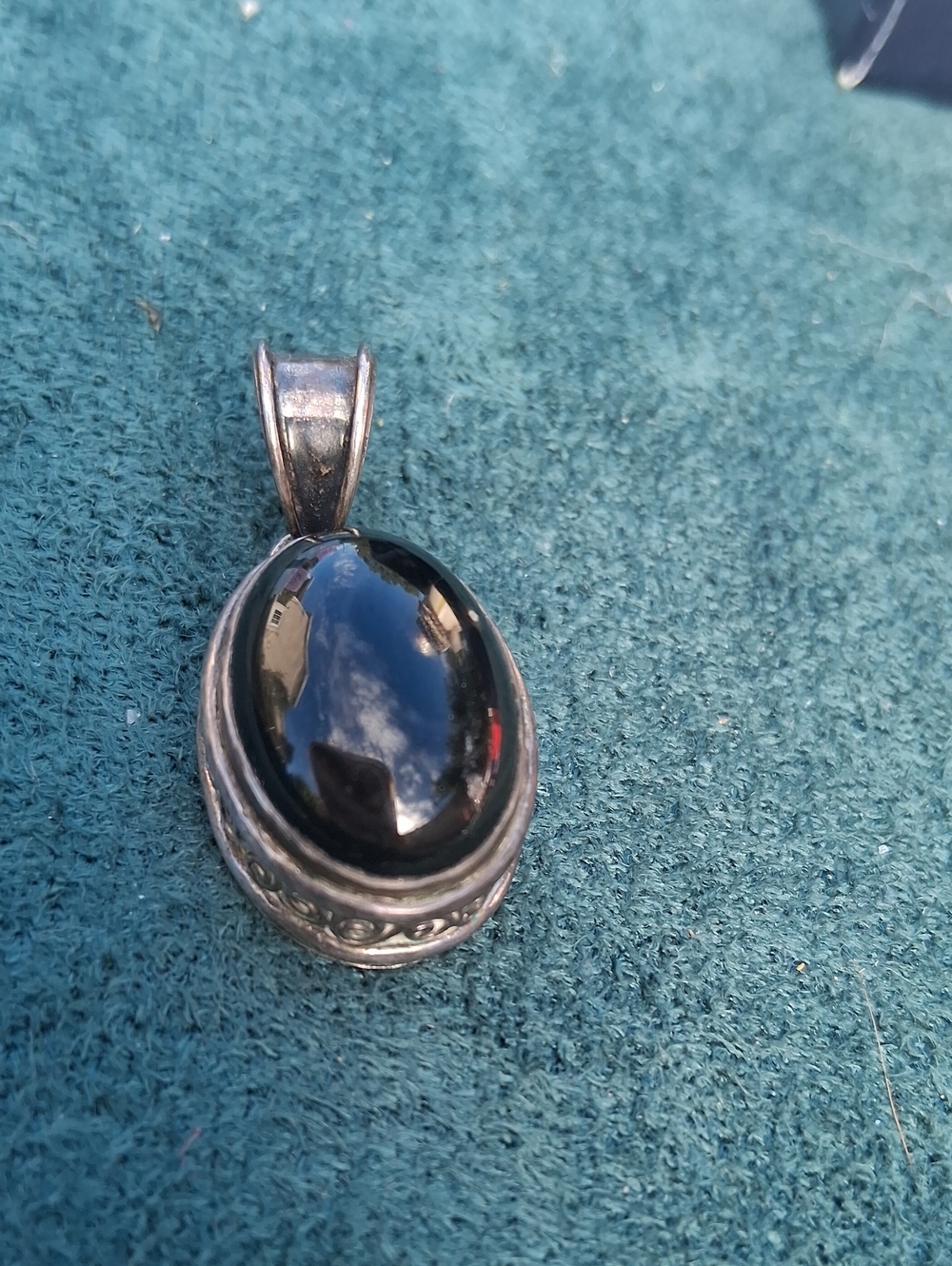 Vintage 925 Sterling Silver Black Onyx, Gothic Scroll Pendant, 8grams, 1.25"